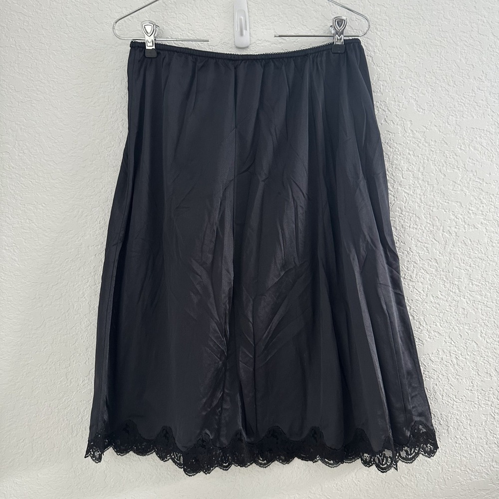 Tendresse Black Half Slip‎ Dress Women's Sz X Lace Trim Lingerie Nylon Vintage